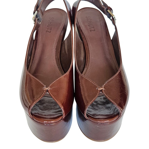 SCHUTZ Brandi Platform Sandals Root Brown $198 Size US 8.5 - Picture 7 of 15
